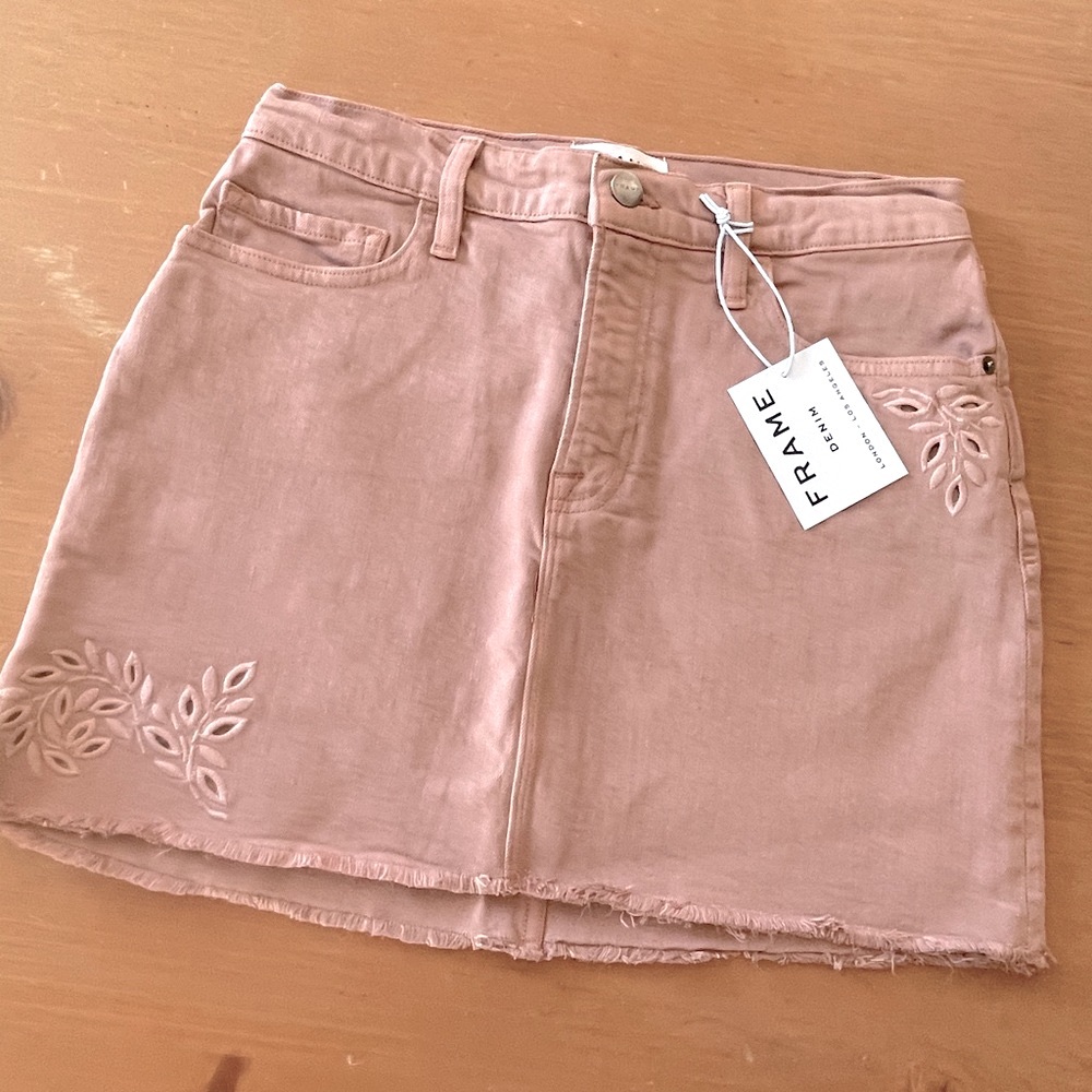 Frame Le Mini Skirt Foliage Dusty Rose Color